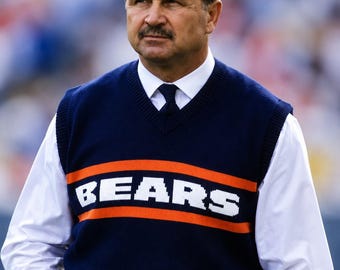 Mike Ditka Chicago Bears Sweater Vest, Wool Ugly Sweater Football Gift Fan