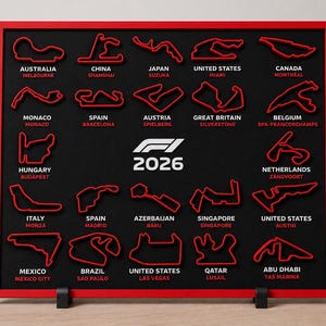 F1 2026 Circuit Calendar | 3D Printed Formula Racing Wall Art