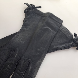 1950s Vintage Navy Blue LEATHER GLOVES American Glace&#39; Wear Right Gloves Size 6.5 Vintage Gloves Ladies Leather Gloves