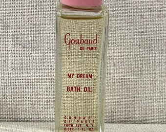 50s/60s Vintage GOUBAUD De PARIS My Dream Bath Oil  1 Fluid Ounce Full Bottle Mid-century FRENCH Bath Product