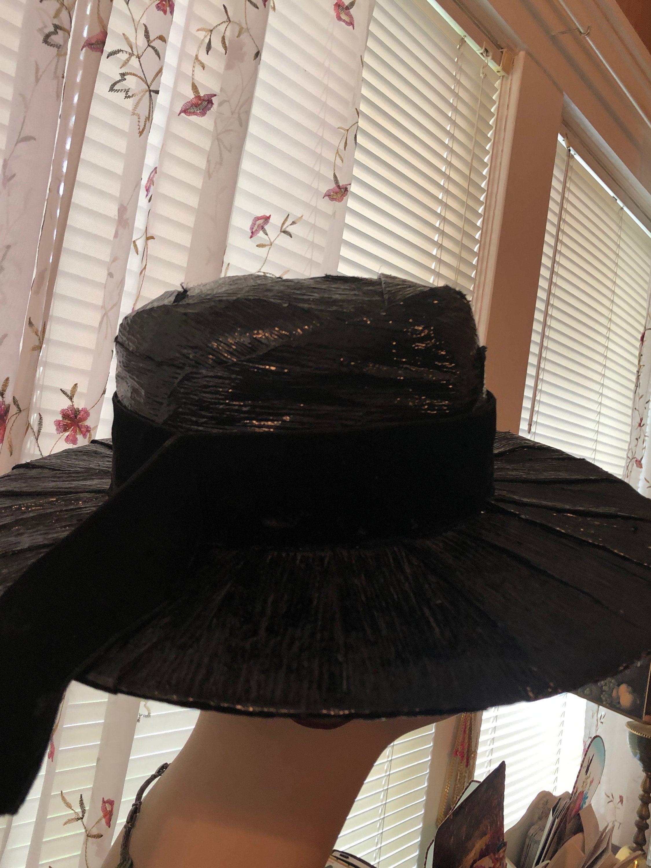 Fabulous 1960s Vintage Black Large Brimmed Hat by REGGI of 