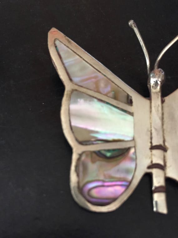 Vintage BUTTERFLY & STERLING Silver Brooch Sterli… - image 3
