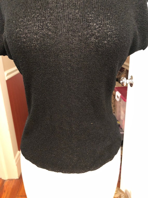 SEXY Bombshell 40s/50s Vintage RAYON Knit TOP Sil… - image 3