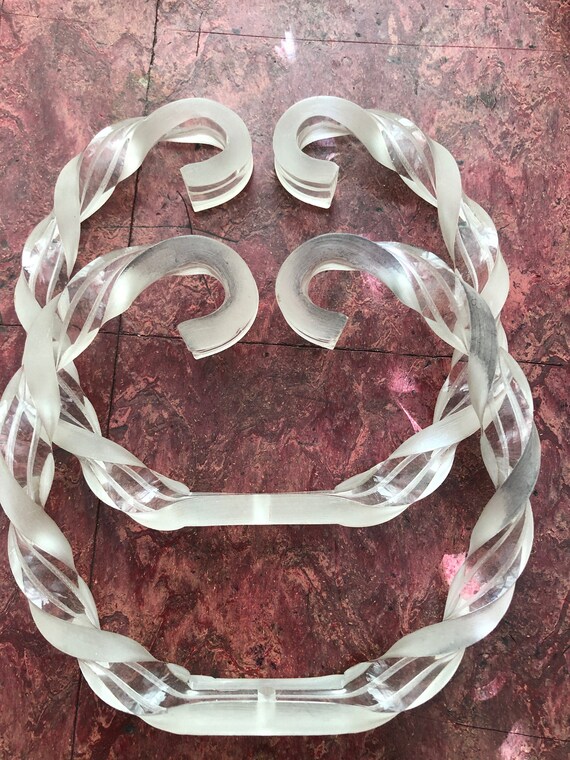 40s/50s Vintage LUCITE Purse HANDLES Twisted Lucit