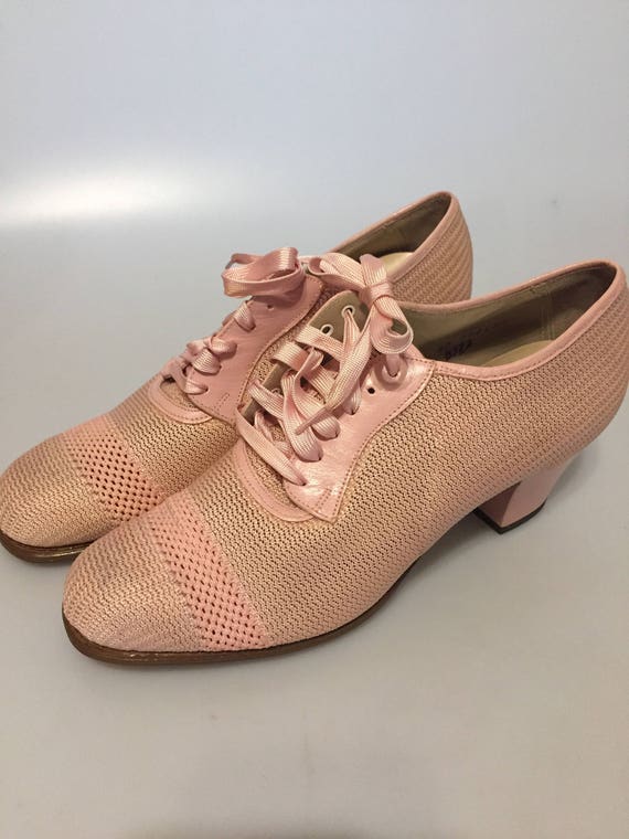 RARE 1950s Vintage PINK MESH Oxford Shoes Ladies O