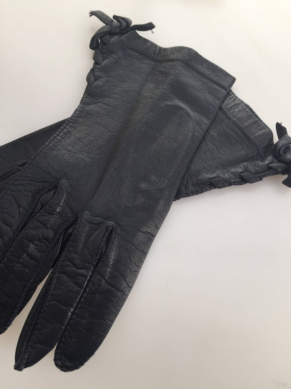 1950s Vintage Navy Blue LEATHER GLOVES American Gl