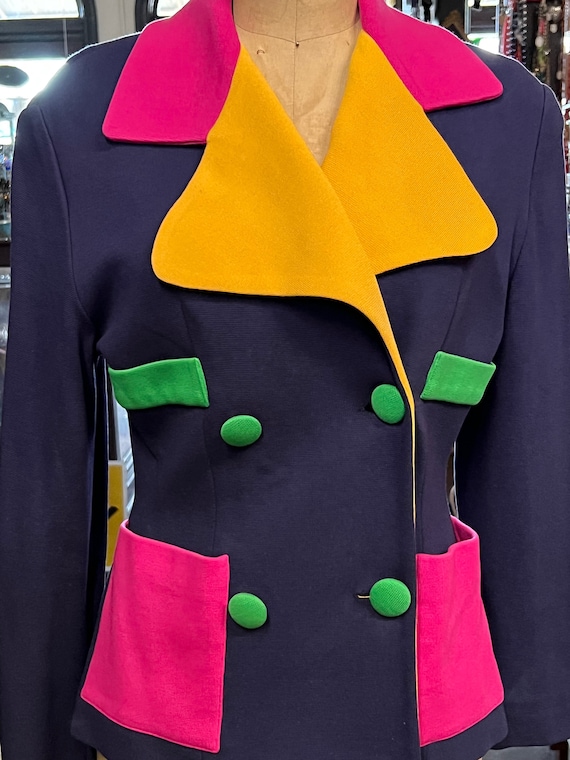 1980s Vintage ANN TAYLOR Color Blocked Jacket Col… - image 1