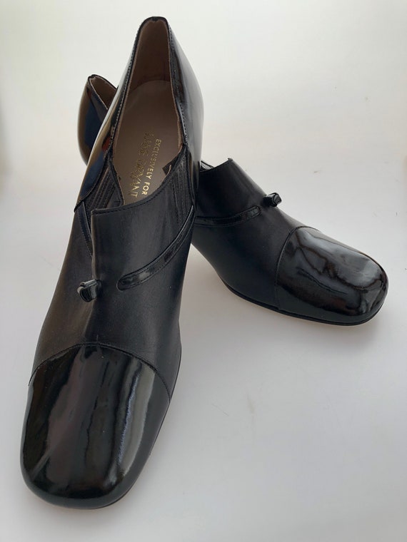 1970s Vintage LANE BRYANT Black Leather Shoes Pat… - image 1
