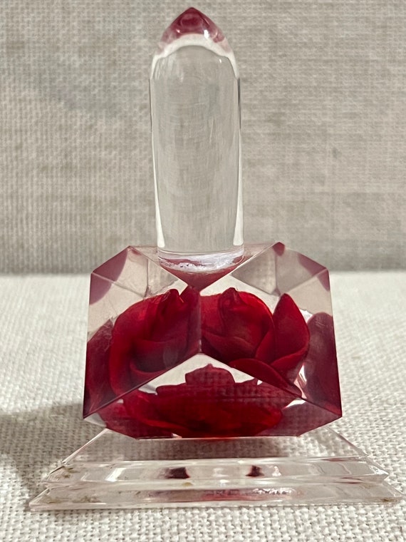 Mid-century Clear LUCITE with EMBEDDED ROSE 1950s/