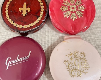 Lot of 4 Vintage POWDER COMPACTS by GOUBAUD de Paris Old Store Stock Vintage Cosmetics Never Used Powder-Glo Make-up