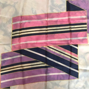 1960s Vintage SCARF Glorious EASTER Colors Rayon & Nylon Feels Like Silk Made in Japan Vintage Square Scarf Trompe L&#39;Oeil