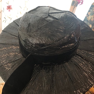 Fabulous 1960s Vintage Black Large Brimmed Hat by REGGI of  display picture 3