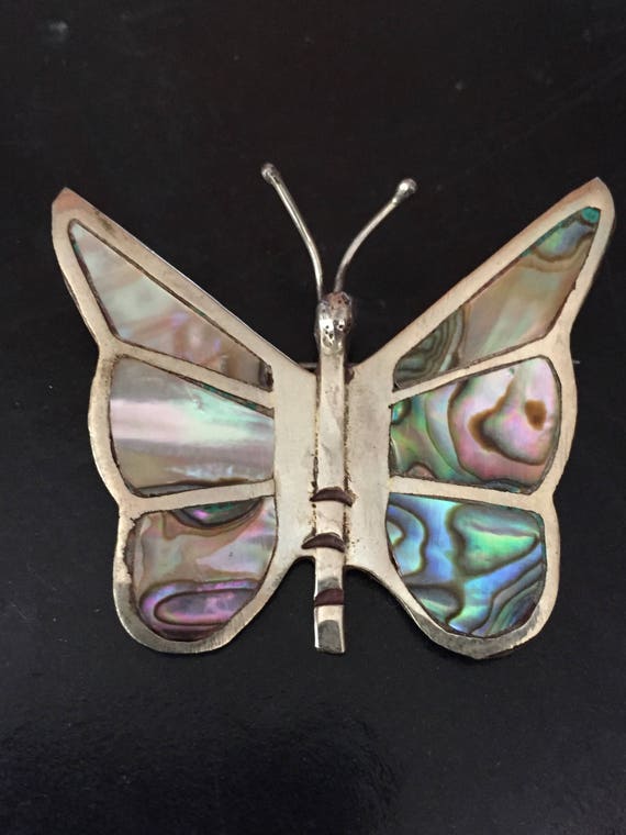 Vintage BUTTERFLY & STERLING Silver Brooch Sterli… - image 1