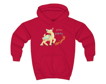 Party Animal Llama Kids Hoodie, Cute Party Llama Sweatshirt, Original Illustrated Children's Hoodie, Fun Birthday Gift