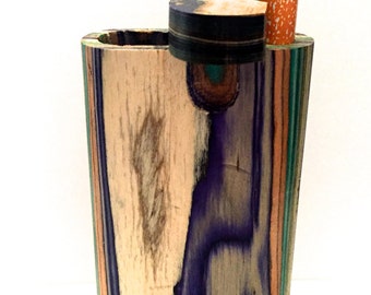 Handmade Wooden All Color Color 4" Swift Box Dugout with One Hitter Bat + Poker