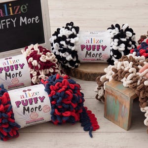 Fil Alize Puffy More Blanket Yarn Pixel Velvet pour tricot aux doigts sans aiguilles, hypoallergénique