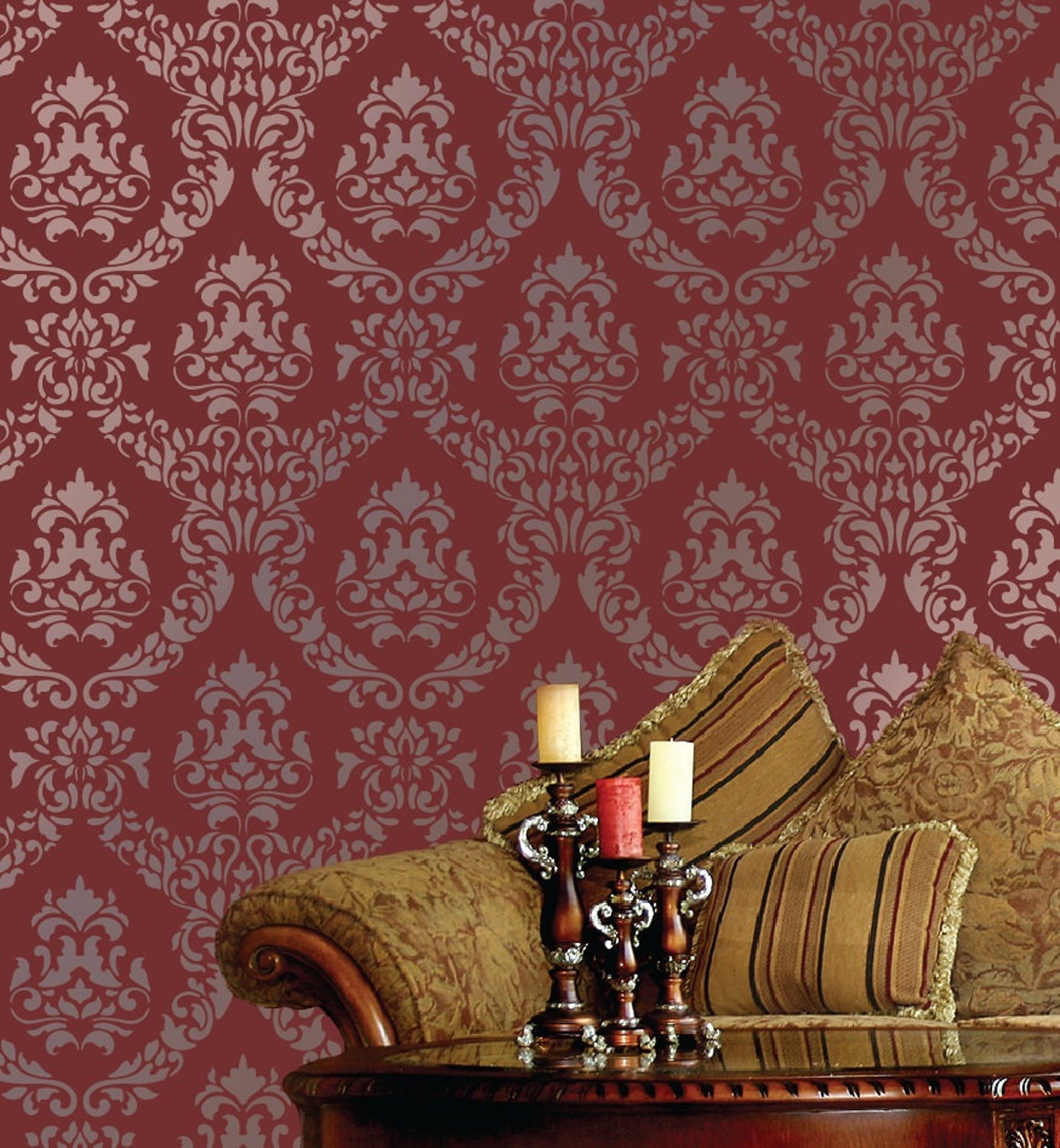 Large Wall Damask STENCIL Pattern FAUX MURAL 1056 - Etsy