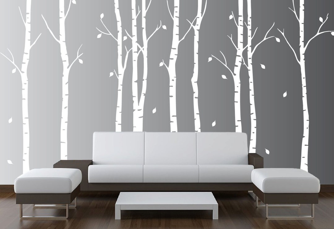 Birch Tree Wall Decal Nursery Forest Vinyl Sticker Removable Animals ...