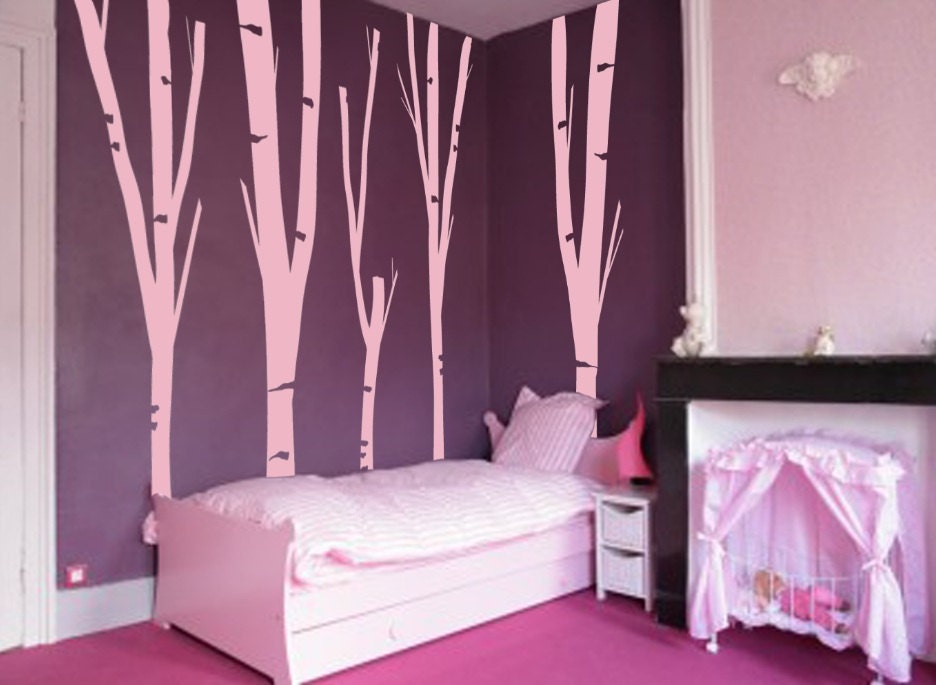 Birch Tree Wall Decal Forest Kids Vinyl Sticker Removable (5 Trees) 8 ...