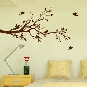 Tree Branch Wall Decal Love Birds Vinyl Sticker Nursery Leaves Hearts ...