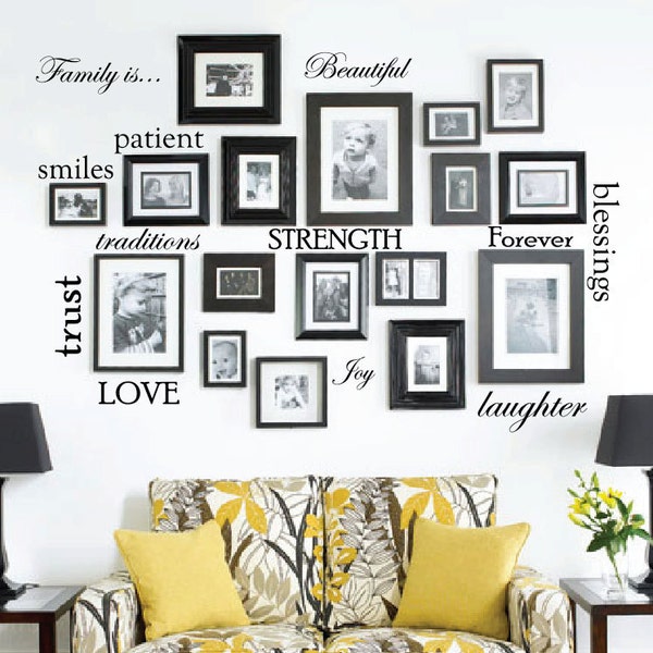 Set of 12 Family Quote Words Vinyl Wall Sticker Picture Frame Wall Home Wall Decal Sticker, Arrange Words Any Way You Like Custom #1332