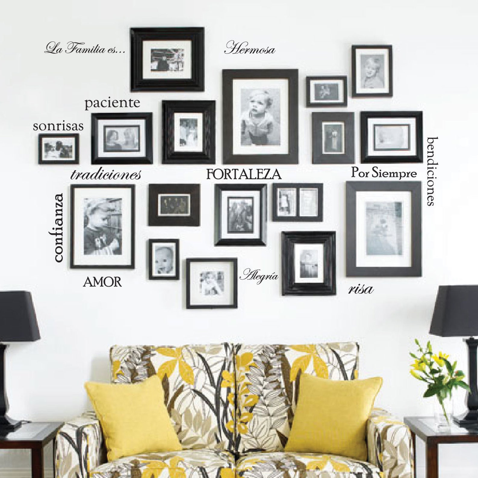 Set of 12 Family Quote Words Vinyl Wall Sticker Picture Frame Wall Home