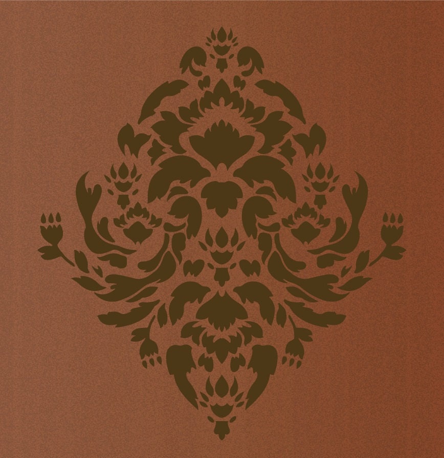 Large Wall Damask STENCIL Pattern FAUX MURAL 1045 - Etsy