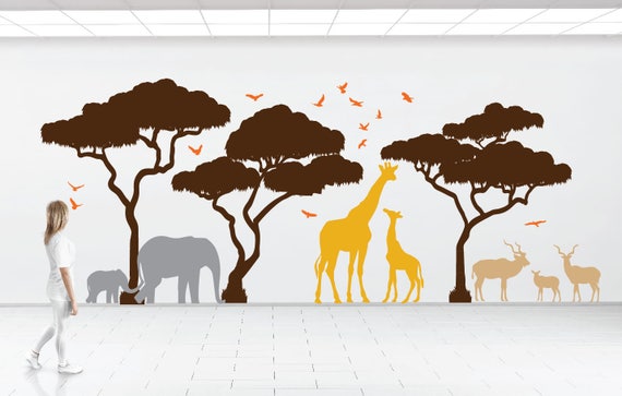 safari tree wall decal