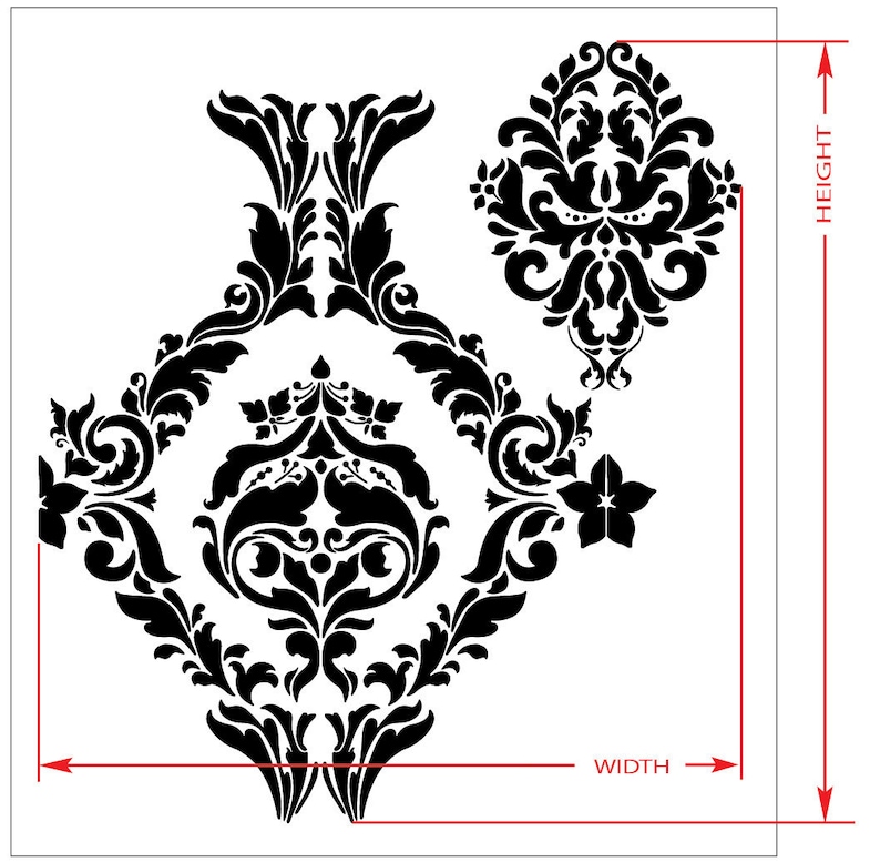 Large Wall Damask STENCIL Pattern FAUX MURAL 1007 - Etsy