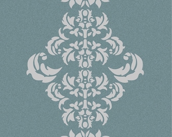 Large Wall  Damask STENCIL Pattern FAUX MURAL 1050
