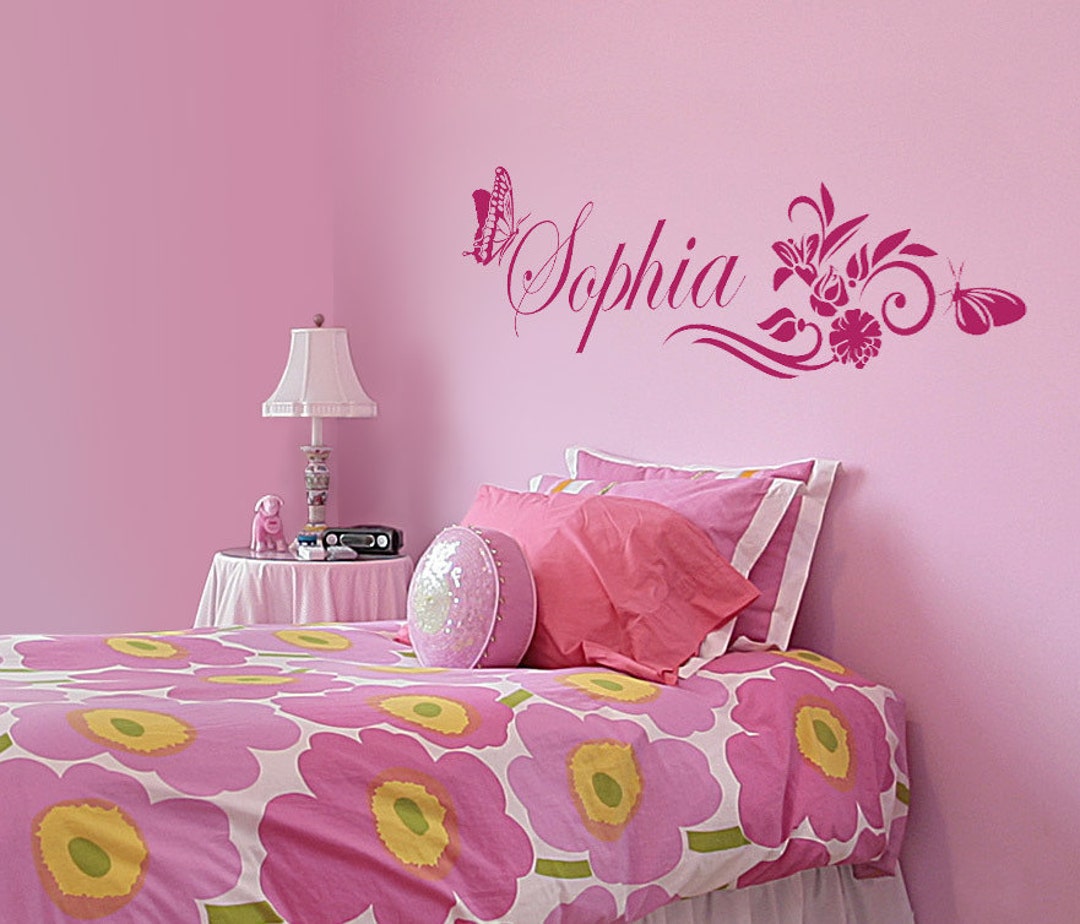Personalized Name and Butterflies Blossom Custom Girls Nursery Wall ...