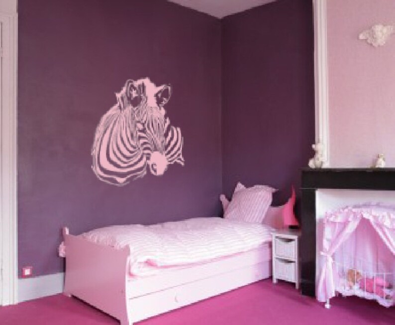Large Wall Zebra Pattern Nursery Girls Room Decor Decal Etsy