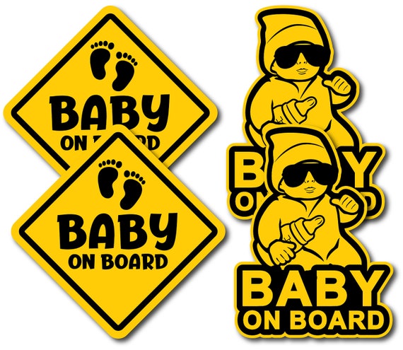 Baby On Board Aufkleber Aufkleber Schilder Für Auto Coole Sonnenbrille Baby  4er Pack 15 x 5 6 Jahre Outdoor Haltbarkeit - .de