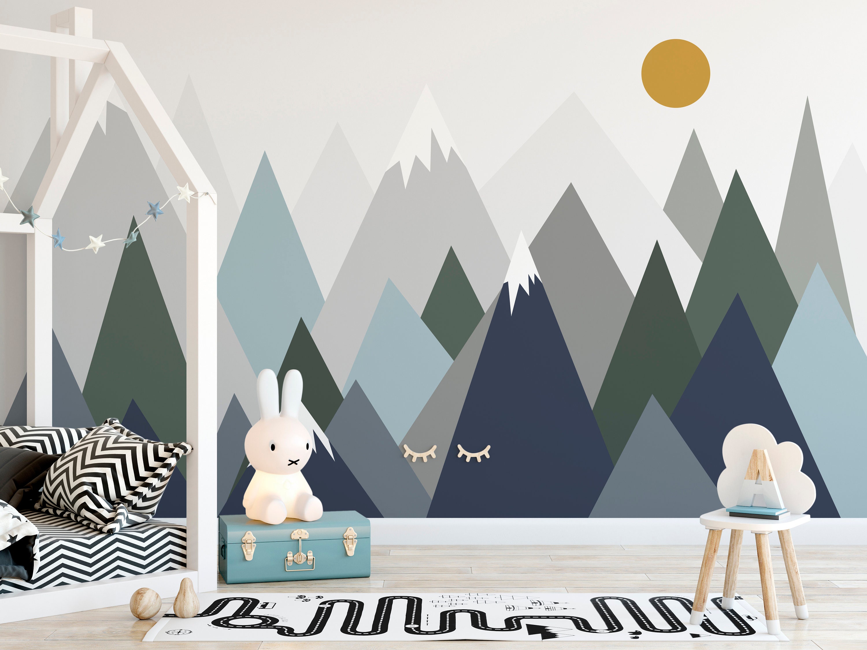 Mountain Range Peel and Stick Wallpaper Self Adhesive Nursery Art Décor ...