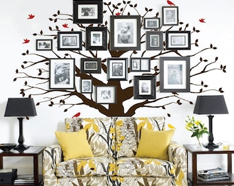 Family Wall Decal Tree Sticker Family Photo Tree Vinyl Wall Sticker Photo Decal Family Like Branches on a Tree #1233 (Choose Size, Color)