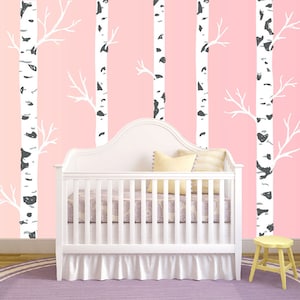 Nursery Birch Tree Wall Decal Forest Sticker Removable Realistic Woodland Art (5 trees) 1308