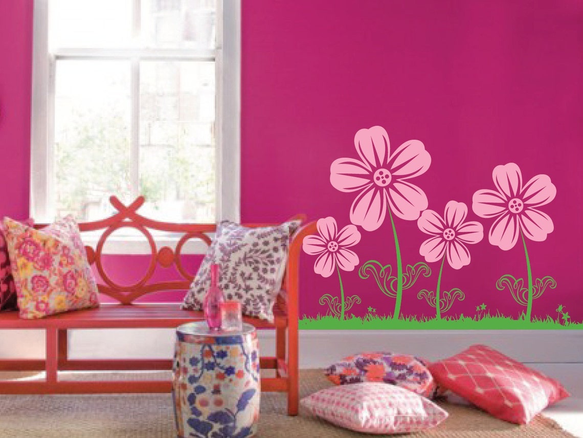 Large Wall Flower Nursery Decal Blossom Daisy Flowers 1123 2 Etsy