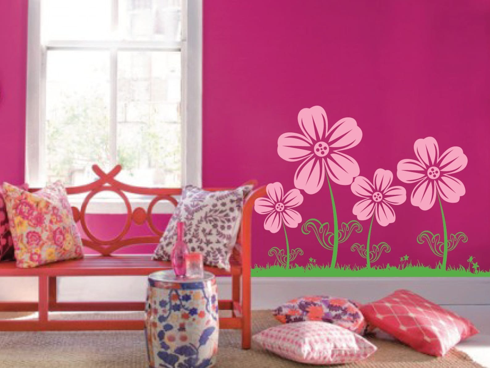 Large Wall Flower Nursery Decal Blossom Daisy Flowers 1123 2 Etsy