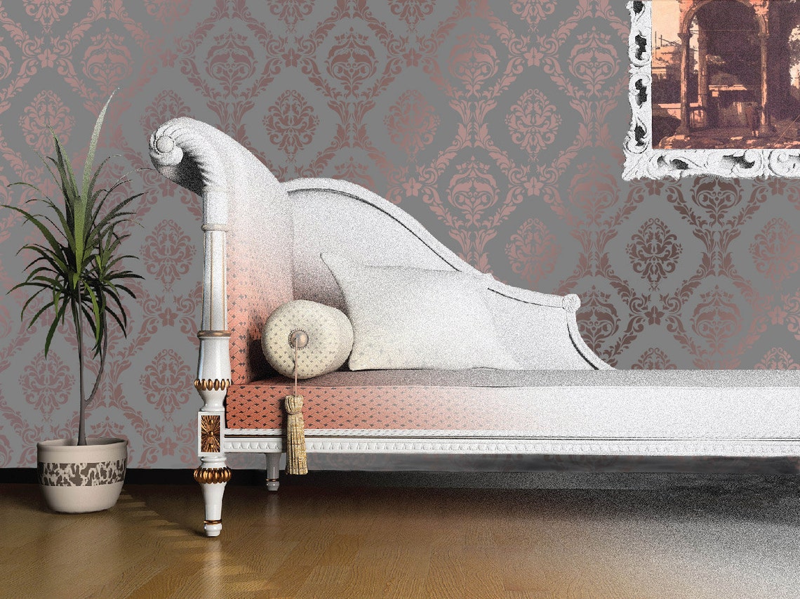 Large Wall Damask STENCIL Pattern FAUX MURAL 1007 - Etsy