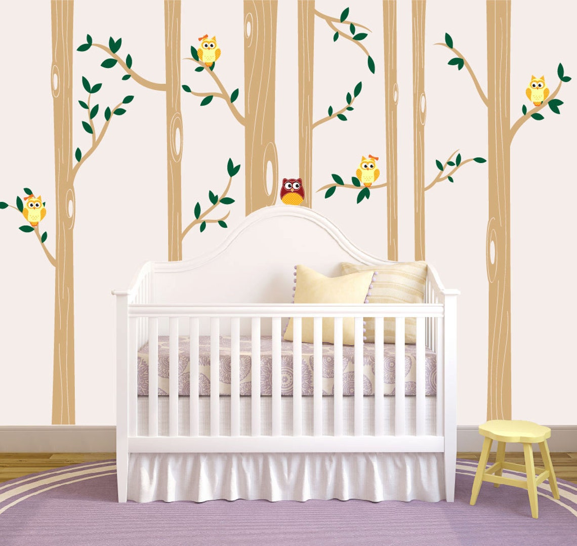 Birch Tree Wall Decal Nursery Birch Tree Wall Decal Set With Etsy