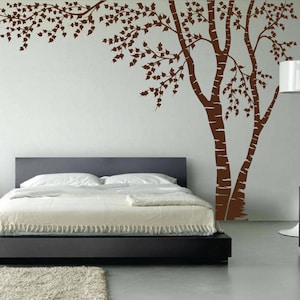 Birch Tree Nursery Wall Decal Forest Canopy Blowing Tree Leaves Vinyl Sticker Removable Choose From Over 50 Colors Custom 1376 image 2