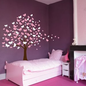 Large Wall Tree Baby Nursery Decal Butterfly Cherry Blossom 1139 (6 foot tall)