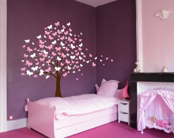 Large Wall Tree Baby Nursery Decal Butterfly Cherry Blossom 1139 (7 foot tall)
