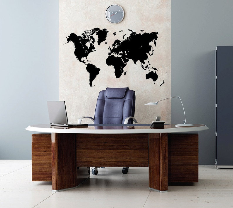 World Map Earth Wall Decal Sticker Atlas Globe Art 1248 Etsy