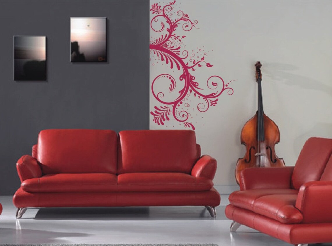 Large Vinyl Wall Art Decal Sticker Floral Ornaments Flower Blossom 1143 ...