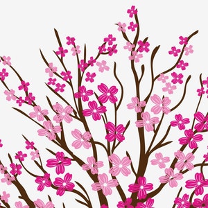 Large Wall Tree Nursery Decal Dogwood Magnolia Cherry Blossom Flowers 1116 7 foot tall image 2