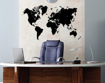World Map Earth Wall Decal Sticker Atlas Globe Art #1248 (28" High x 49" Wide)