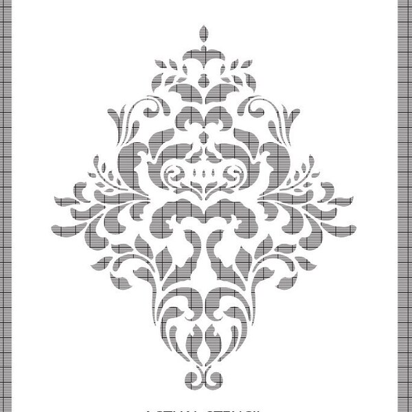 Large Wall  Damask STENCIL Pattern FAUX MURAL 1005 15"x18"