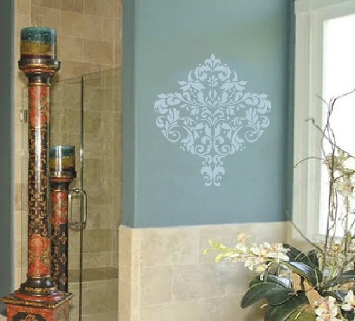 Large Wall Damask STENCIL Pattern FAUX MURAL 1001 - Etsy
