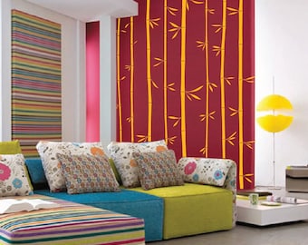 Large Wall Bamboo Tree Decal Forest Kids Vinyl Sticker Removable with Leaves 1129 (8 feet tall)